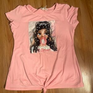 Pink Kids Shirt with Graphic Print